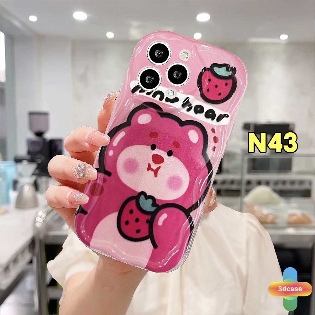 Untuk Casing OPPO A96 A76 A16 A17 A17K A15 A57 A53S A16S A77 A57S A57E A11S A54 A5S A3S A95 A55 A7 A5 A9 A31 A53 A33 2020 A77S A12 A12S A1K A16E A16K A54S Reno 7 7Z 8Z 5 4 6 8 5F Kartun Strawberry Bear Manyo 3D Wavy Curved Edge Winnie The Pooh Soft Case