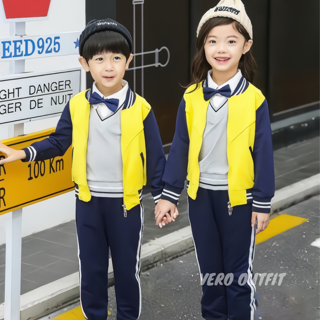 Jacket Baseball Anak Perempuan Laki Laki Custom Nama Inisial Polos Fashion Unisex Jaket Seragam Kela