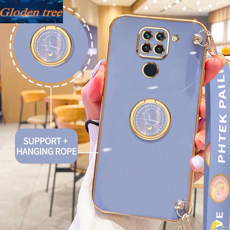 Gloden tree Phone Case Untuk Xiaomi Redmi Note9 4G Original Casing Dengan Watch Standand Lanyard
