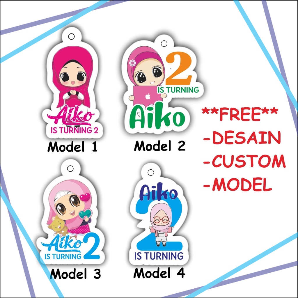 

(20pcs) Tag HIJAB Tag Hampers Ulang Tahun Anak Gantungan Custom Cutting DIE cut Label_Jaya