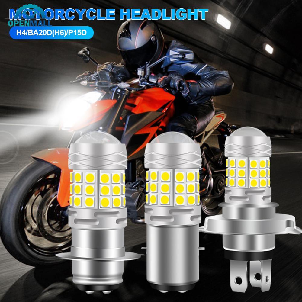 Openmall H4 /BA20D/H6 /P15DLED Lampu Depan Motor 42SMD LED Lamp Moto High/Low Beam Bulbs Lamp Lampu Kabut 12V Putih E6F9