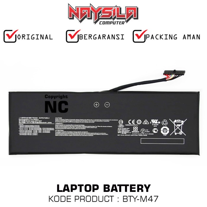 BTY-M47 Baterai Laptop MSI GS40 6QE 6QD GS43 GS43VR 6RE 7RE 925TA037H