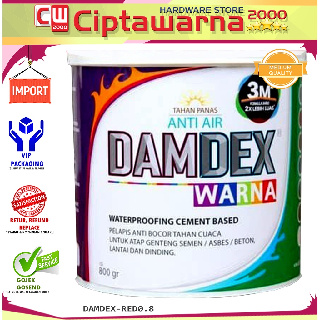 Cat Damdex Warna 0.8kg Merah Red Waterproofing Kolam Ikan Renang