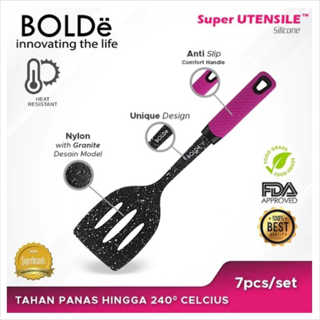 BOLDe Super Utensil BLACKPINK Spatula Silicone - Spatula Sutil - Skimmer Silikon