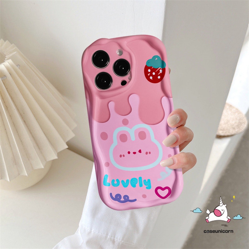 Cute Rabbit Bear Couple For Infinix Hot 30i 9 10Lite 8 Hot 12 10 8 30 20 11 9 Play Smart 7 6Plus 6 5 Note 12 4G 12 G96 Cartoon Doodle Cherry Ice Cream Soft 3D Wavy Curved Edge Case