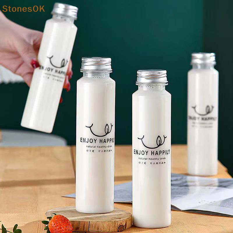 Stones 1Pc 350ml PET Gelas Teh Susu Lucu Dengan Tutup Round Bottle Cup Minuman Tea Candy Storage Jar Perlengkapan Dekorasi Pesta ID