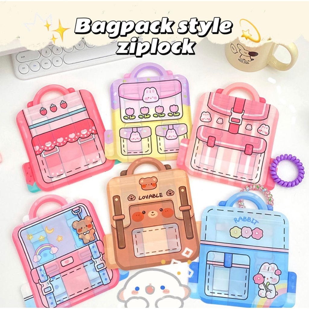[HARU] Backpack Style Plastic Ziplock | Zipper Plastik Karakter | Ziplock Snack Kecil