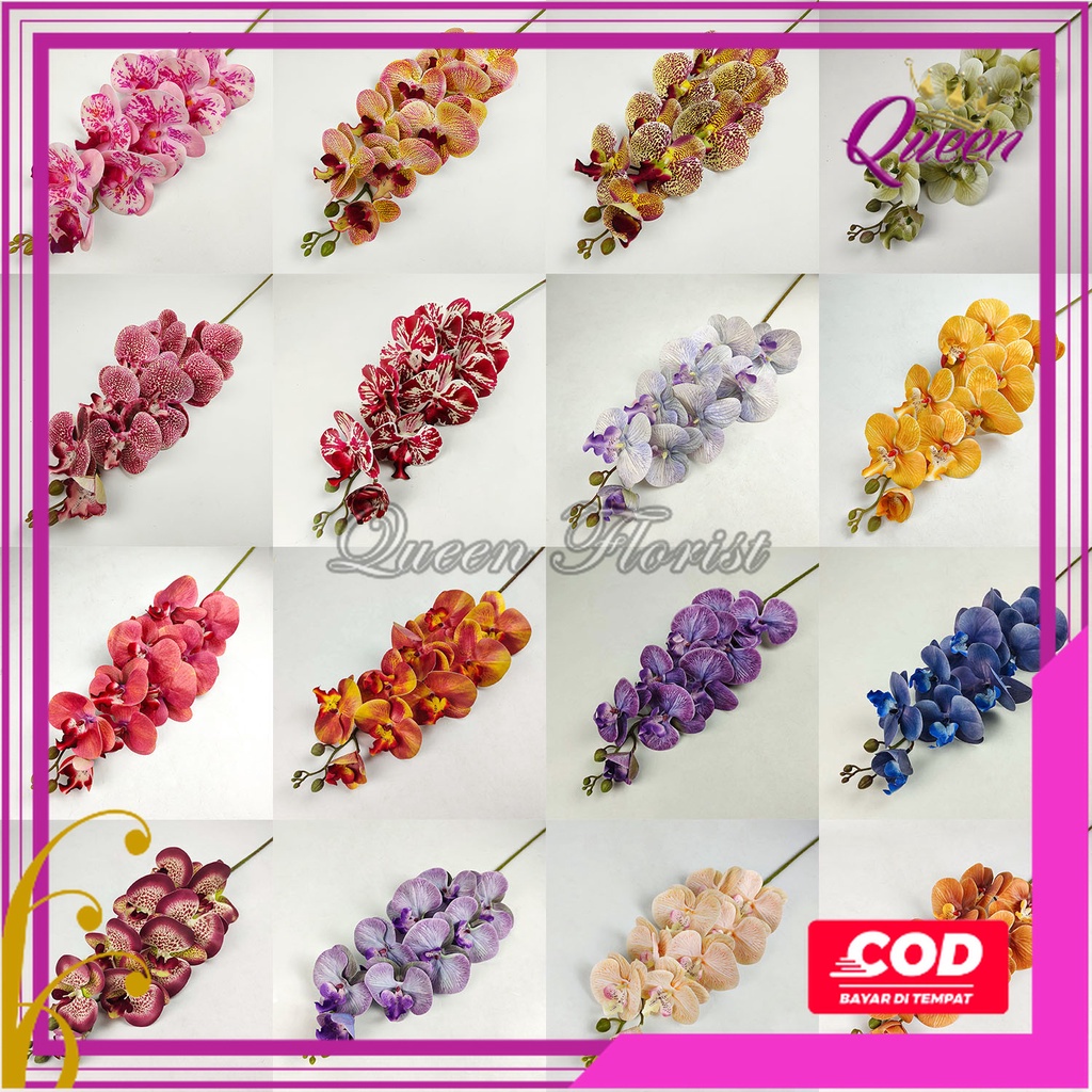 Bunga Anggrek Bulan Latex X9  - 1 PCS Bunga Anggrek Artificia - Bunga Dekorasi - Bunga Import Murah