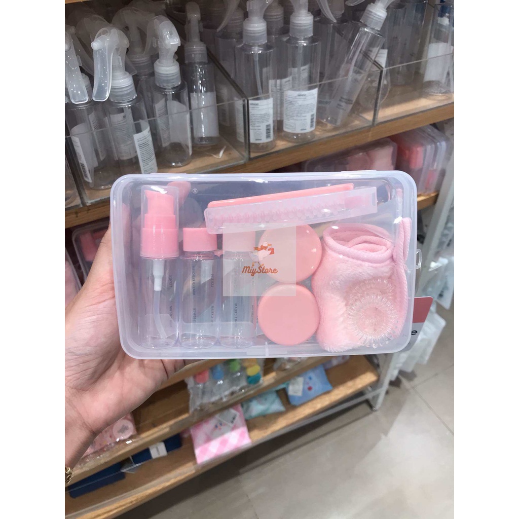 MINISO Set Botol Travel / Botol Travel Set Tempat Refiil Sabun Cair / Travel Kit