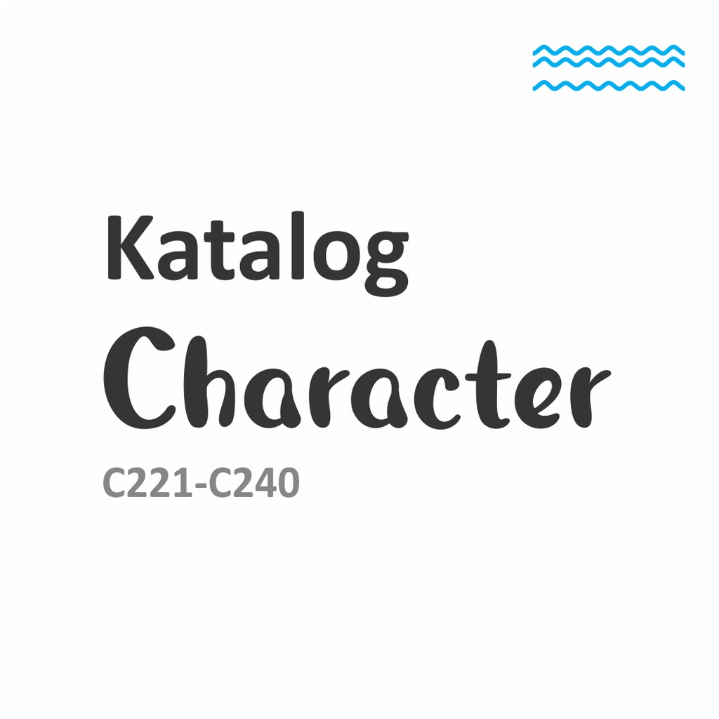 

KATALOG CHARACTER C221-C240 hanya di @stikerlabelnama