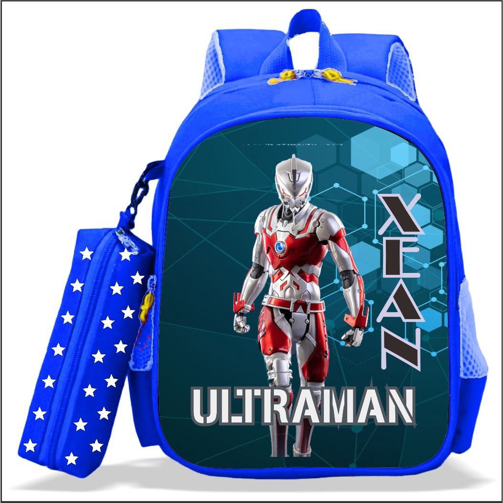 ori Tas Ransel Sekolah Anak Laki Laki TK dan SD Karakter ULTRAMAN 2in1 Bonus Tempat Pensil keren Ter