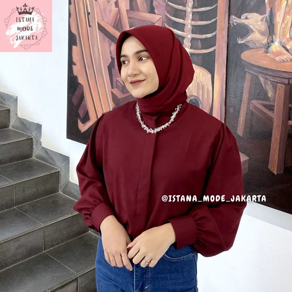 ZAVIA BLOUSE SAKILA SHAKILA SYAKILA LENGAN BALON KANCING DEPAN BUSUI FRIENDLY OOTD HITS LIVE SHOP TA