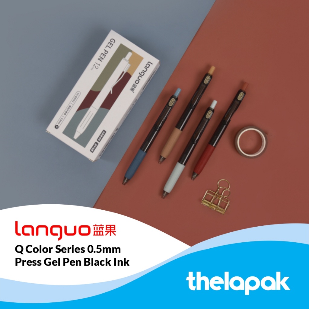 

Pulpen Clicker Gel 0.5mm Languo Q Color Series Pen Tinta Hitam