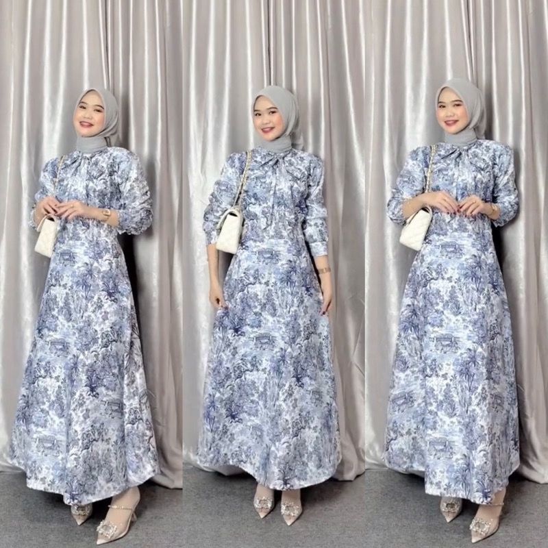 BEFAST - ZSO OOTD WANITA DRESS MAXI RUNI / IBUKI PATTERN DRESS / Pakaian Formal Wanita Kondangan / L