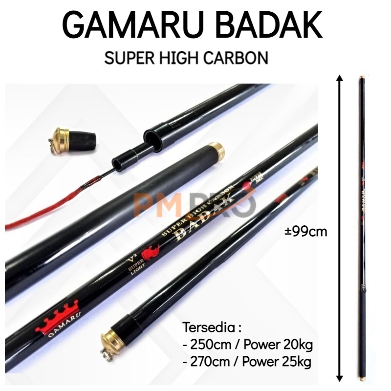 Joran Tegek Gamaru Badak V2 2503 Panjang 250cm Super High Carbon Power 20kg Action Hard Kaku Atau To
