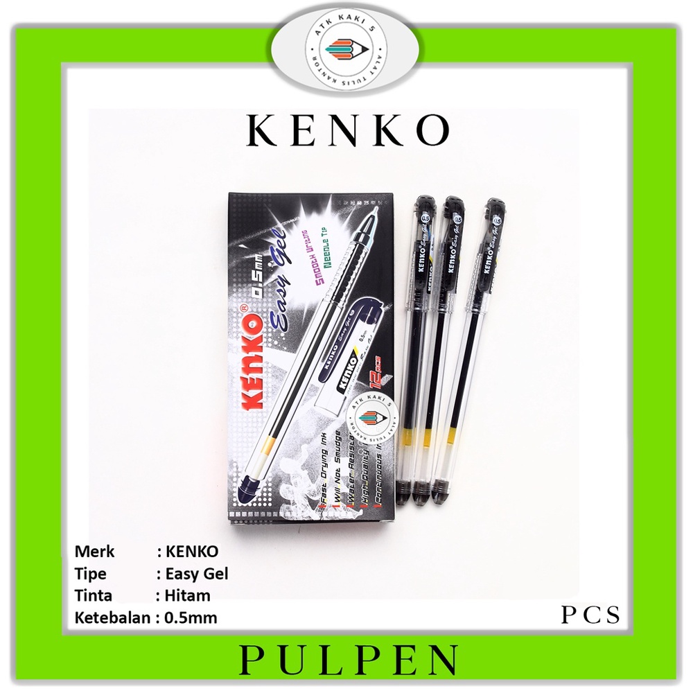 

KENKO - Pulpen Gel Easy Gel 0.5 mm Black Varian - Pcs