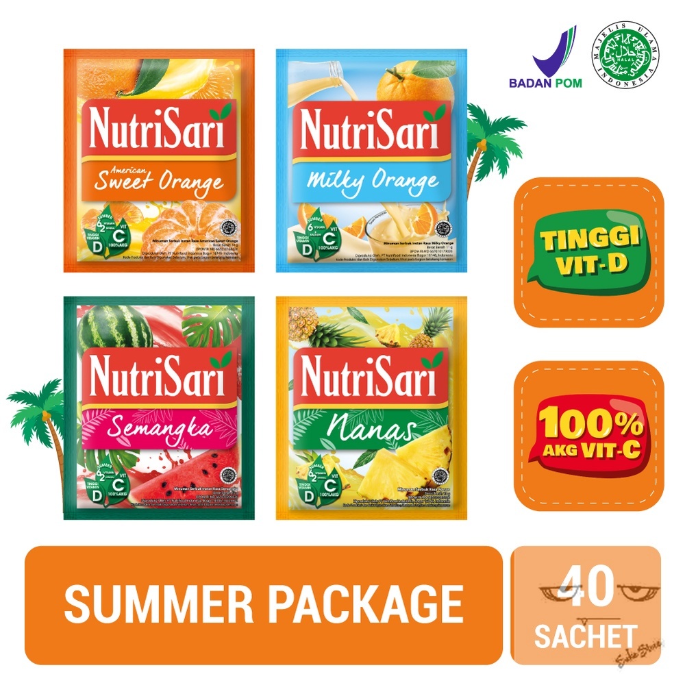 

Nutrisari 4 Rasa Summer Package 40 sachet - Minuman Buah Vitamin C dan Vitamin D