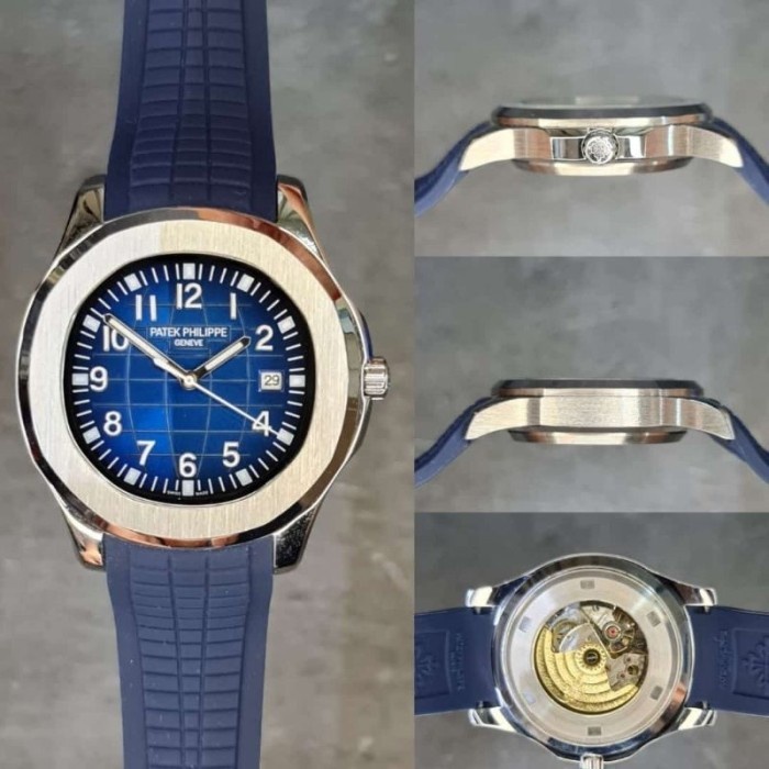 JAM TANGAN PATEK PHILIPPE PRIA SILVER BLUE AUTOMATIC JAPAN MOVEMENT #F1