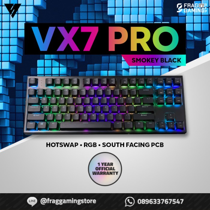 VortexSeries / Vortex VX7 PRO RGB Mechanical Gaming Keyboard - Smokey Black, OUTEMU BLUE