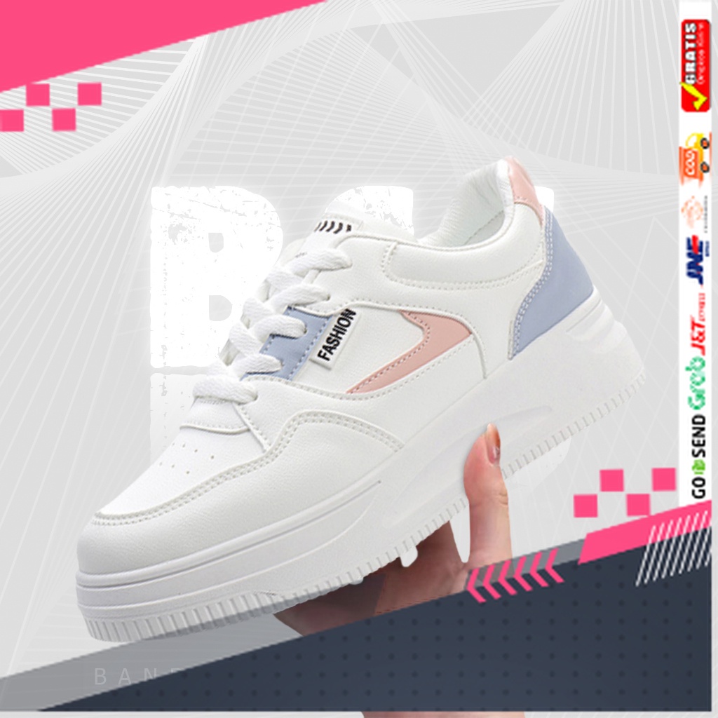 UKURAN SIZE 37 38 39 40 41 42 43 44 45 /BSS Sepatu Sneakers Olahraga Sport Kets Putih Hitam Wanita I