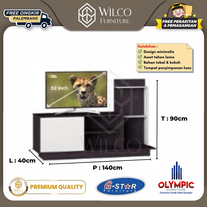 Lemari TV Gstar LHR Dona / Bufet Rak Tv So Dark-Putih 140 Cm