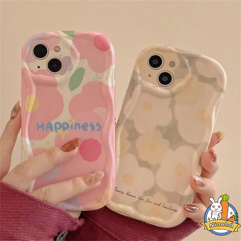 IPHONE Casing Kompatibel Untuk Iphone14 13 12 11 Pro Max X Xr Xs Max8 7 6 6s Plus SE 2020 ins Gaya Lukisan Minyak Musim Semi Bunga Segar Ponsel Case Lensa Menebal Shockproof Protection Cover