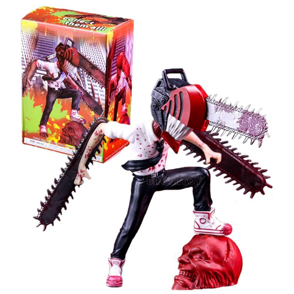 Needway Chainsaw Man Action Figure Dekorasi Mobil Ornamen Hadiah Gergaji Latex Helm Halloween Props Aksesoris Denji Action Figure Anime Figure Chainsaw Man Model Mainan