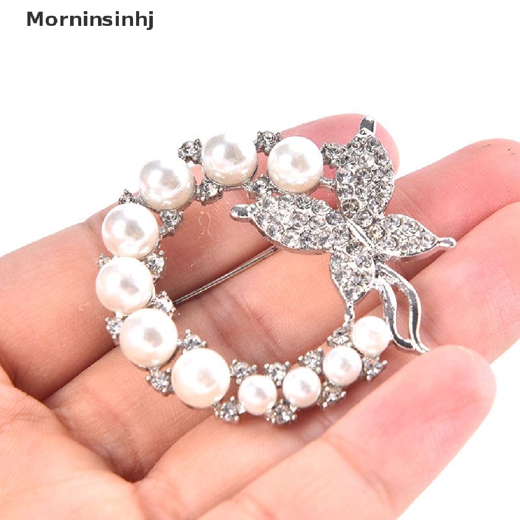 Mornin Bros Lingkaran Mutiara Dan Berlian Imitasi Untuk Baroque Trendy Elegan Butterfly Brooch id