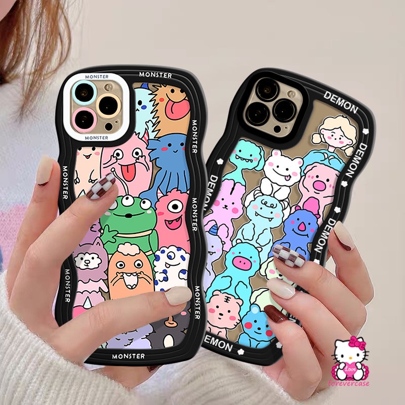 Animals Soft Wavy Edge Case Redmi Note 11Pro 11 10 11s 8 9 9s 10s 10Pro Max Redmi A1 9 10C 9A A1+10A 10 9T 9C POCO X3 F4 K40s NFC Pro M3 Mi 11T Pro Kartun Monster Kecil Sarung