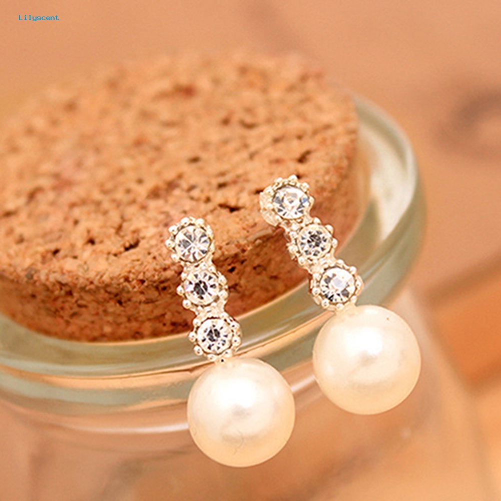 Lilyscent Wanita/'s Putih Anting Mutiara Imitasi Berlian Imitasi Eardrop Ear Studs Bride Jewelry