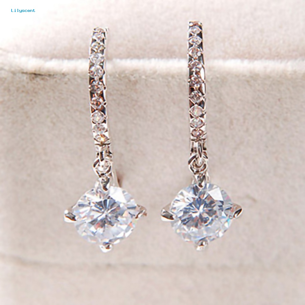 Lilyscent Alloy Earrings Untuk Tanggal Indah Anting Kristal Imitasi Menjuntai