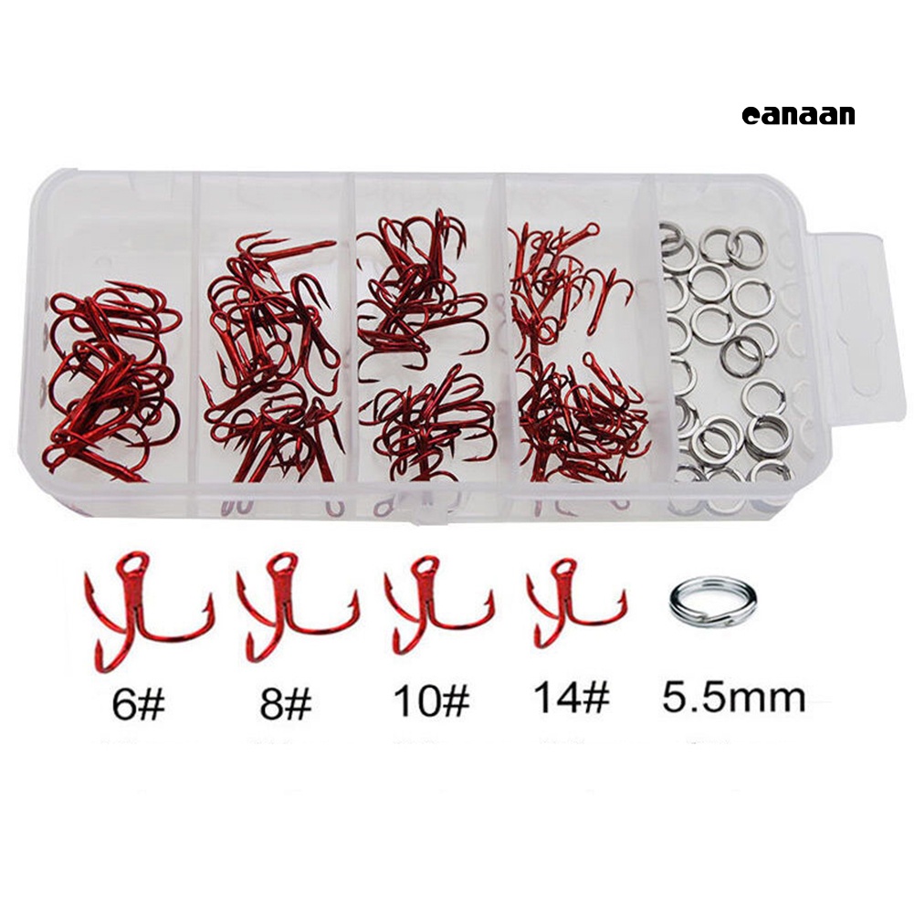 Cnn-100pcs 2/4,6,8,10,12,14# Kail Pancing Treble Tajam Baja Karbon Tinggi Tackle