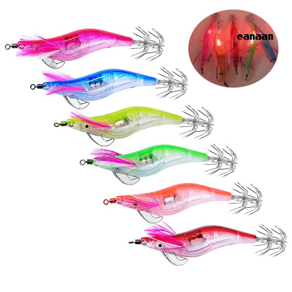 Cnn-6pcs Elektronik Lampu LED Malam Memancing Umpan Udang Jigs Umpan Fish Tackle Set