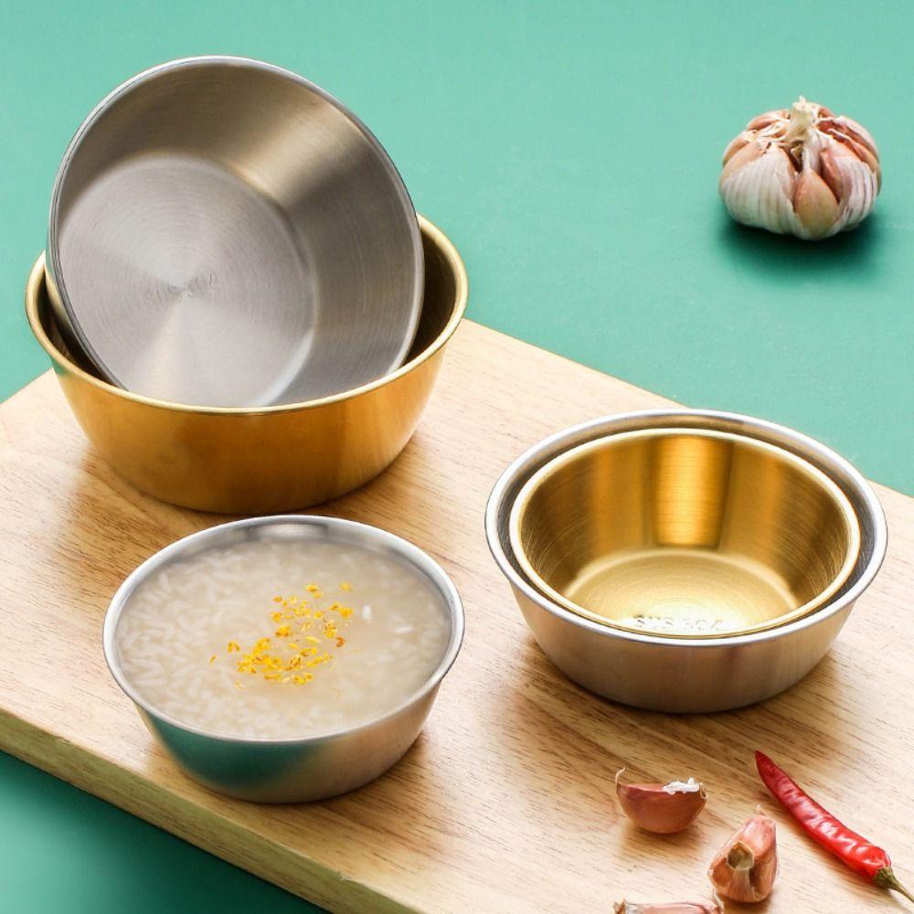 [Elegan] Sauce Cup Stainless Steel Barbecue Celup Restoran Sushi Vinegar Dishes Piring Piring Appetizer Disc