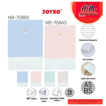 

Buku Tulis Catatan Bergaris Ruled Notebook Joyko NB-708 A5~B5
