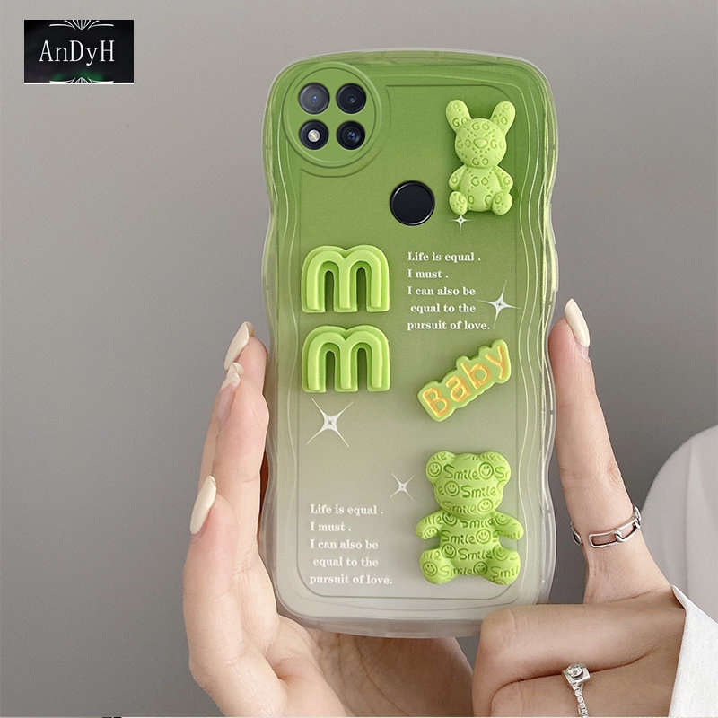 Andyh Casing Ponsel Untuk Xiaomi Redmi 9C 10A Phone Case 3D Alphabet Bear Pelindung Kamera Pelindung Penutup Belakang Couple Case