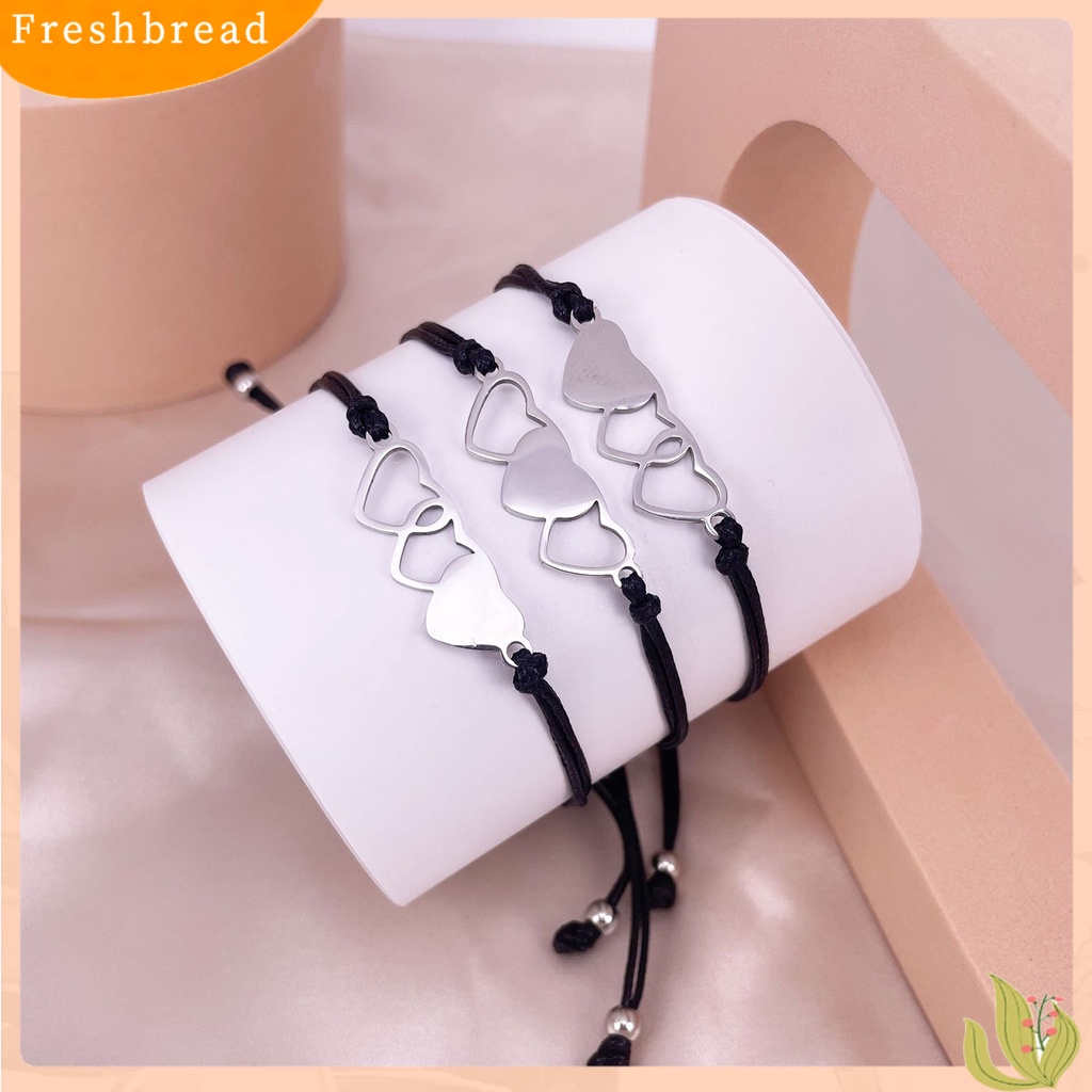 &lt; Freshbread &gt; 3/4Pcs Gelang Couple Adjustable Hand Made Hias Nyaman Dipakai Tinggi Dipoles Dekorasi Colorfast Hollow Matching Jarak Jantung Gelang