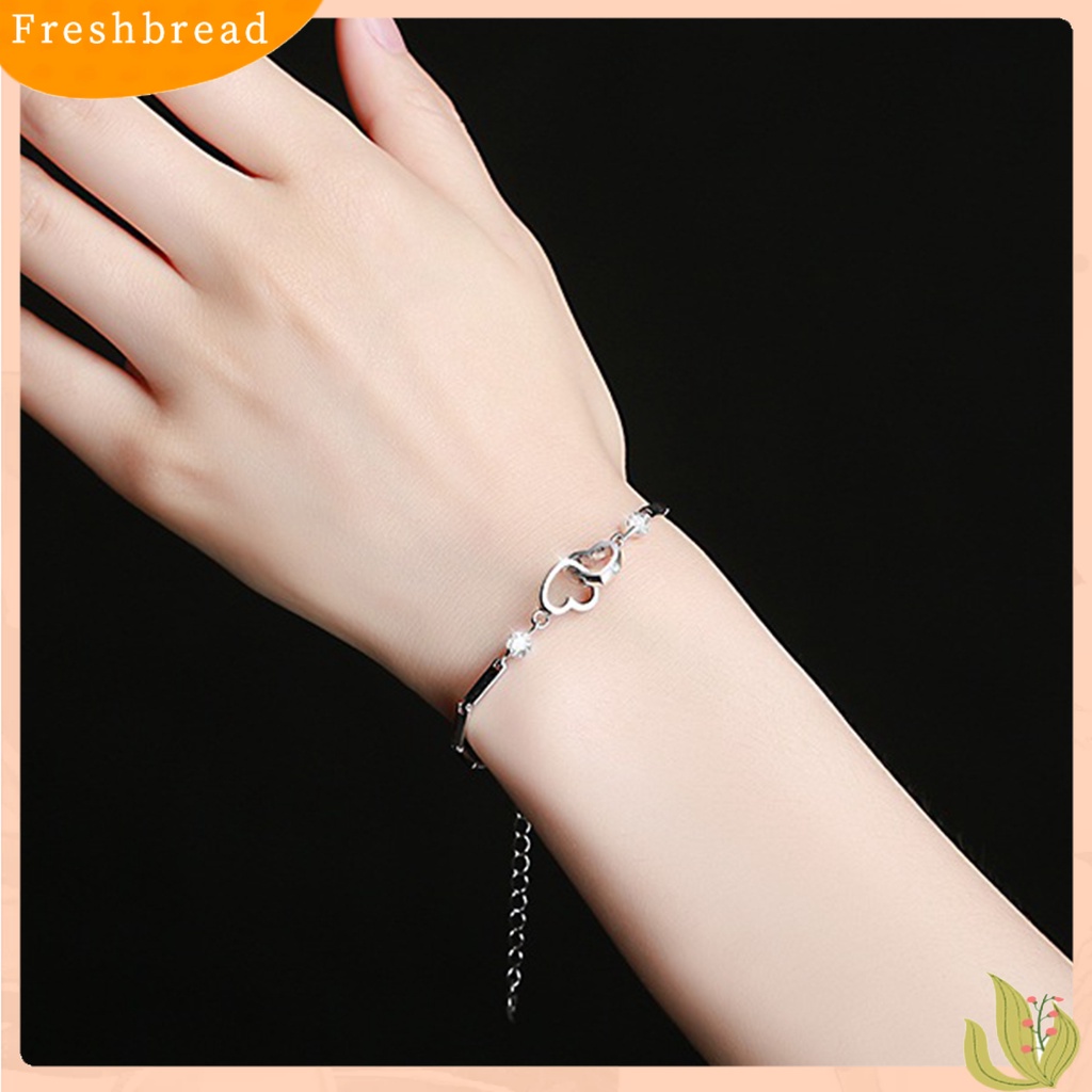 &lt; Freshbread &gt; Wanita Gelang Warna Solid Halus Berongga Keluar Adjustable Berlian Imitasi Rantai Pergelangan Tangan Hadiah Pernikahan