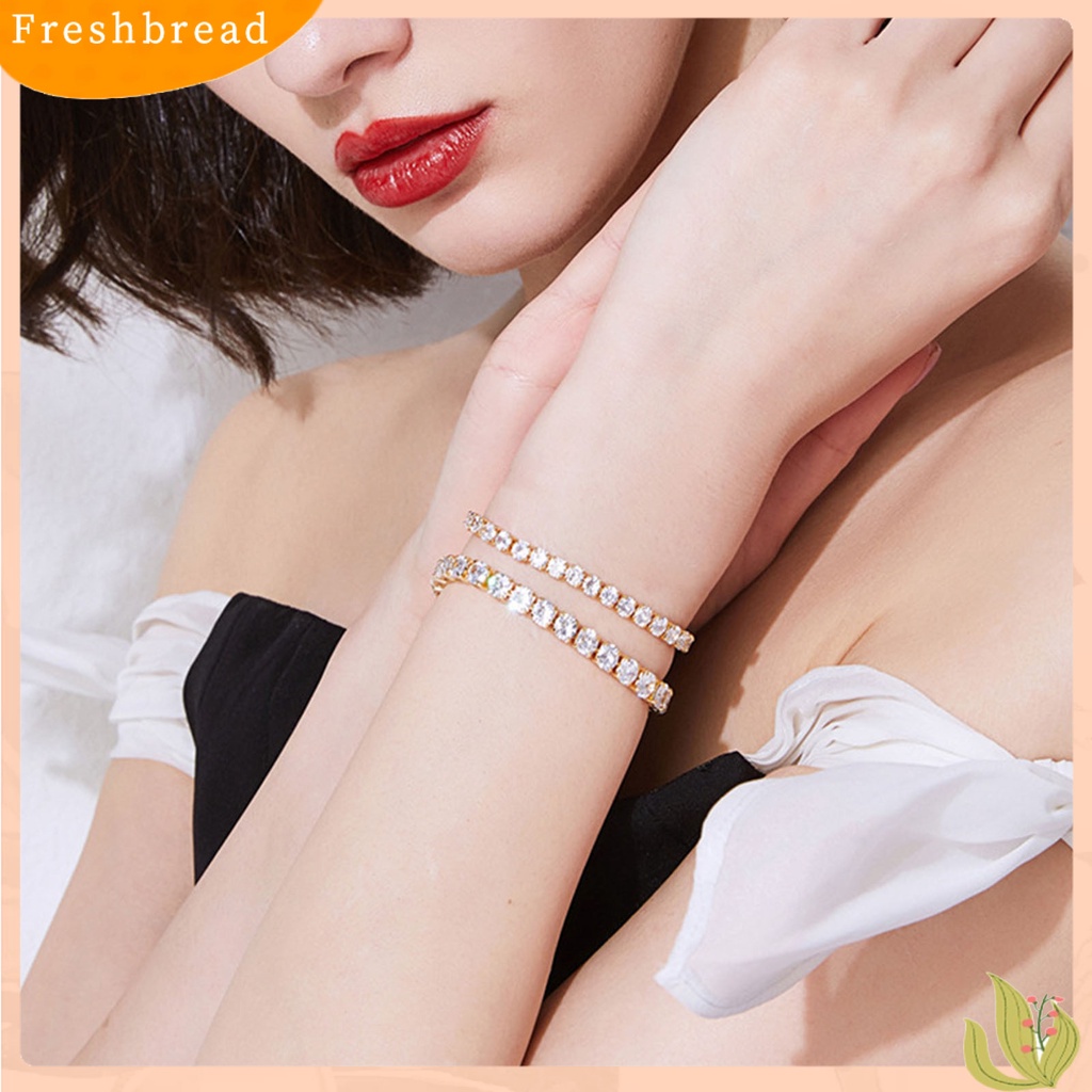 &lt; Freshbread &gt; Wanita Gelang Geometris Cubic Zirconia Perhiasan Sparkling Electroplating Bracelet Untuk Pesta