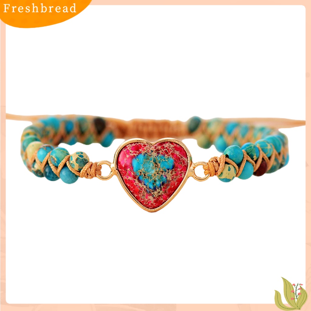 &lt; Freshbread &gt; Gelang Manik-Manik Adjustable Berbentuk Hati Manik-Manik Dua Lapis Buatan Tangan Hias Kepribadian Wanita Perhiasan Hadiah Gelang Tenun Untuk Kehidupan Sehari-Hari