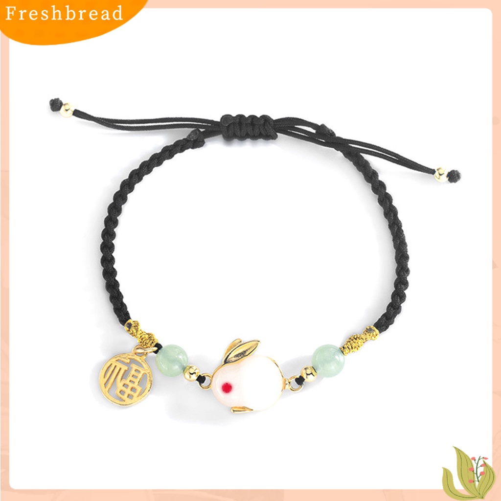 &lt; Freshbread &gt; Wanita Gelang Buatan Tangan Tali Yang Dapat Disesuaikan Pengerjaan Halus Prospek Yang Baik Maskot Pesona Tanda Berkah Multi-Gaya Zodiak Kelinci Beruntung Dikepang Strand Bracelet