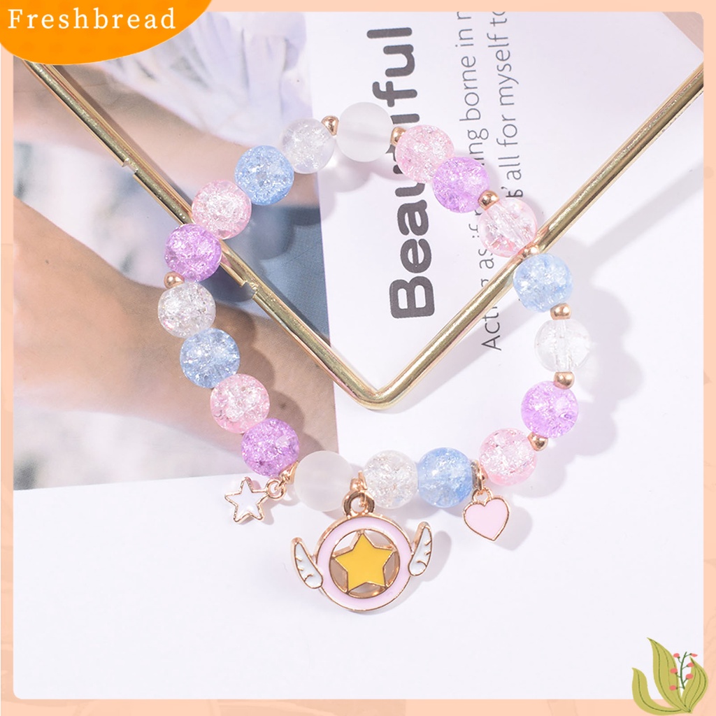 &lt; Freshbread &gt; Wanita Gelang Kartun Liontin Manik-Manik Tali Elastis Hias Anti Luntur Perhiasan Hadiah Handmade Warna-Warni Kristal Imitasi Pesona Gelang Aksesoris Fashion Untuk Pacaran