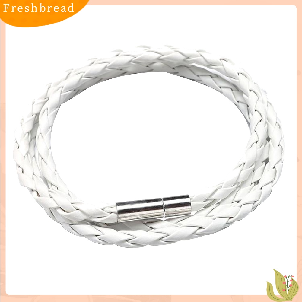 &lt; Freshbread &gt; Vintage Wanita Pria Multilayer Braided Leather Cuff Bangle Wristband Gelang Hadiah