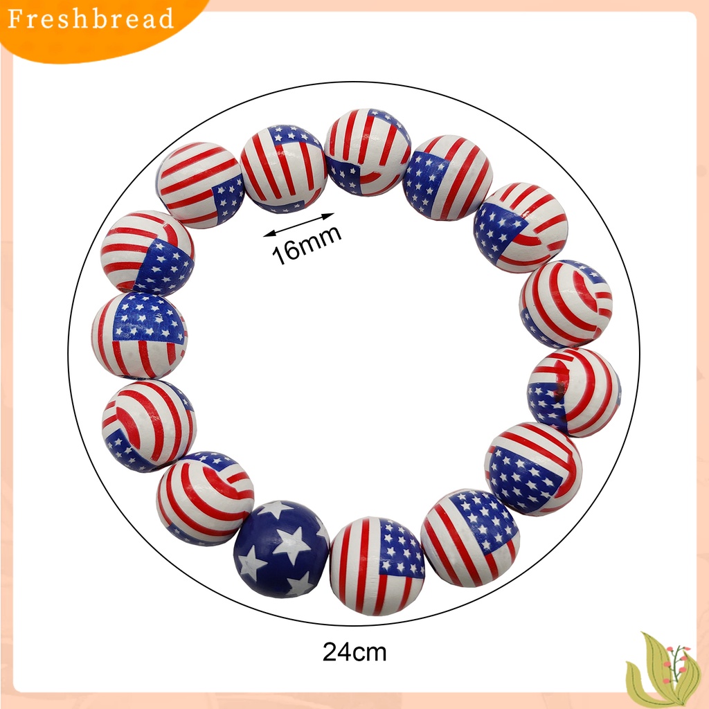 &lt; Freshbread &gt; Unisex Gelang Pola Kreatif Tahan Luntur Kayu Bendera Amerika Hari Kemerdekaan Bertema Gelang Hadiah Ulang Tahun