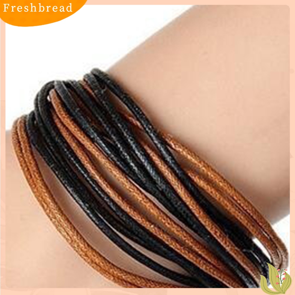 &lt; Freshbread &gt; Fashion Pria Wanita Multilayer Wax Tali Gelang Gaya Etnik Handmade Bangle Hadiah