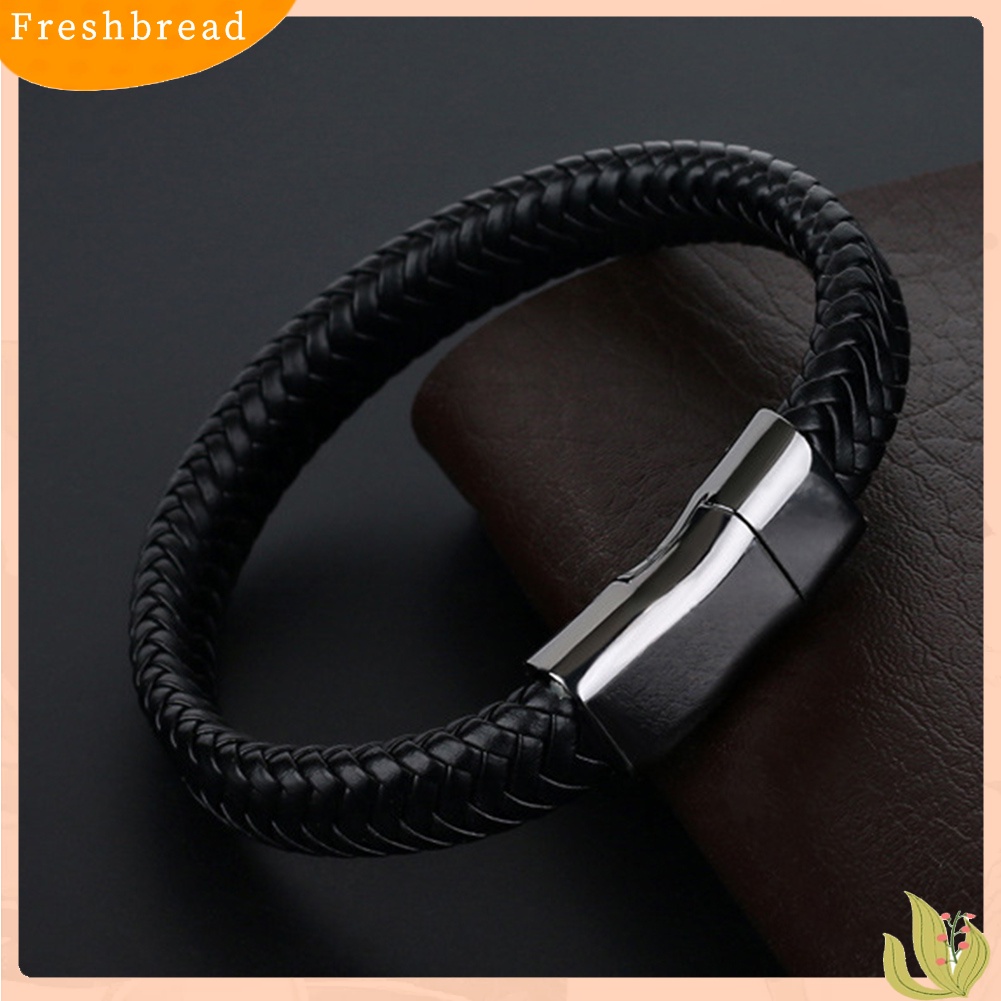 &lt; Freshbread &gt; Vintage Pria Menenun Kulit Imitasi Gelang Bangle Gelang Pesta Perhiasan Hadiah