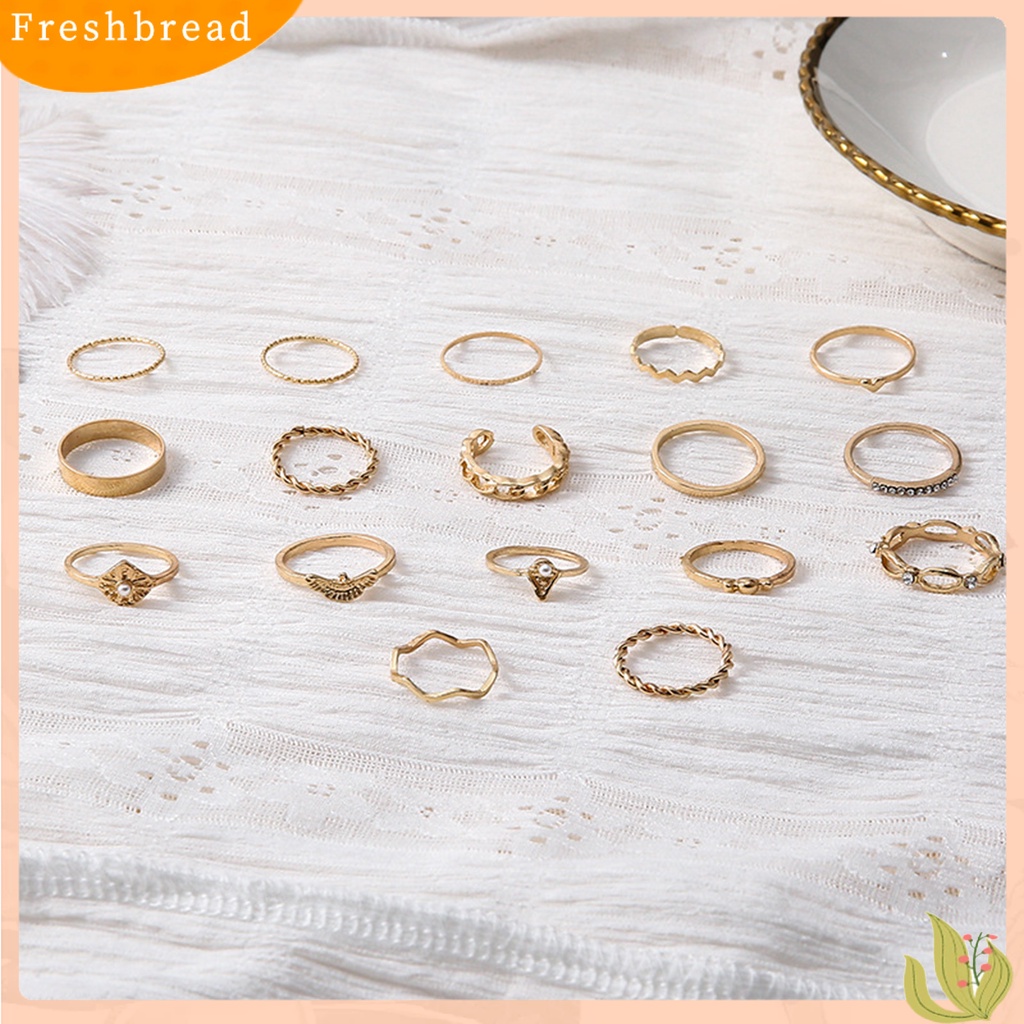 &lt; Freshbread &gt; 17 Pcs Berlian Imitasi Mutiara Imitasi Dekorasi Knuckle Rings Wanita Vintage Bersinar Jari Cincin Aksesoris Perhiasan