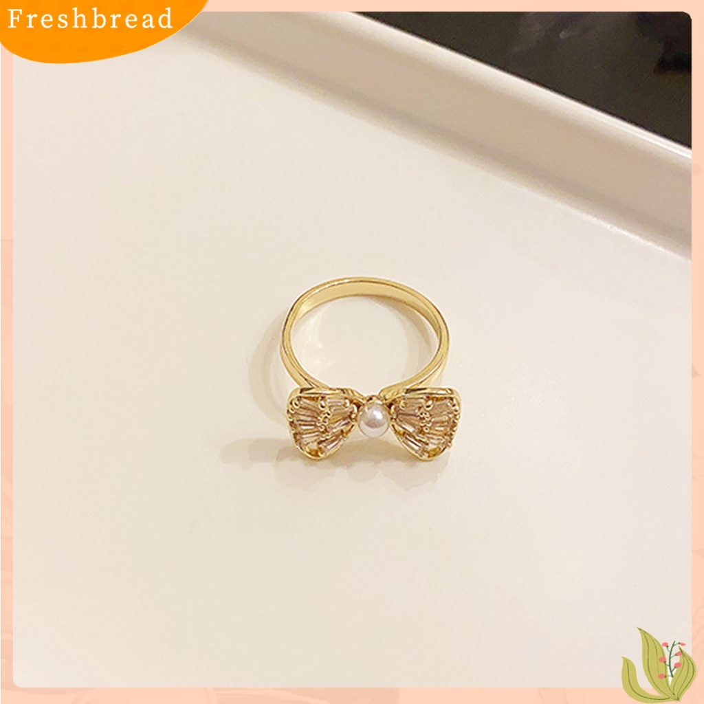 &lt; Freshbread &gt; Wanita Jari Telunjuk Cincin Busur-Simpul Bentuk Berongga Keluar Pembukaan Cubic Zirconia Jari Yang Dapat Disesuaikan Dekorasi Ringan Halus Knuckle Ring Women Jewelry