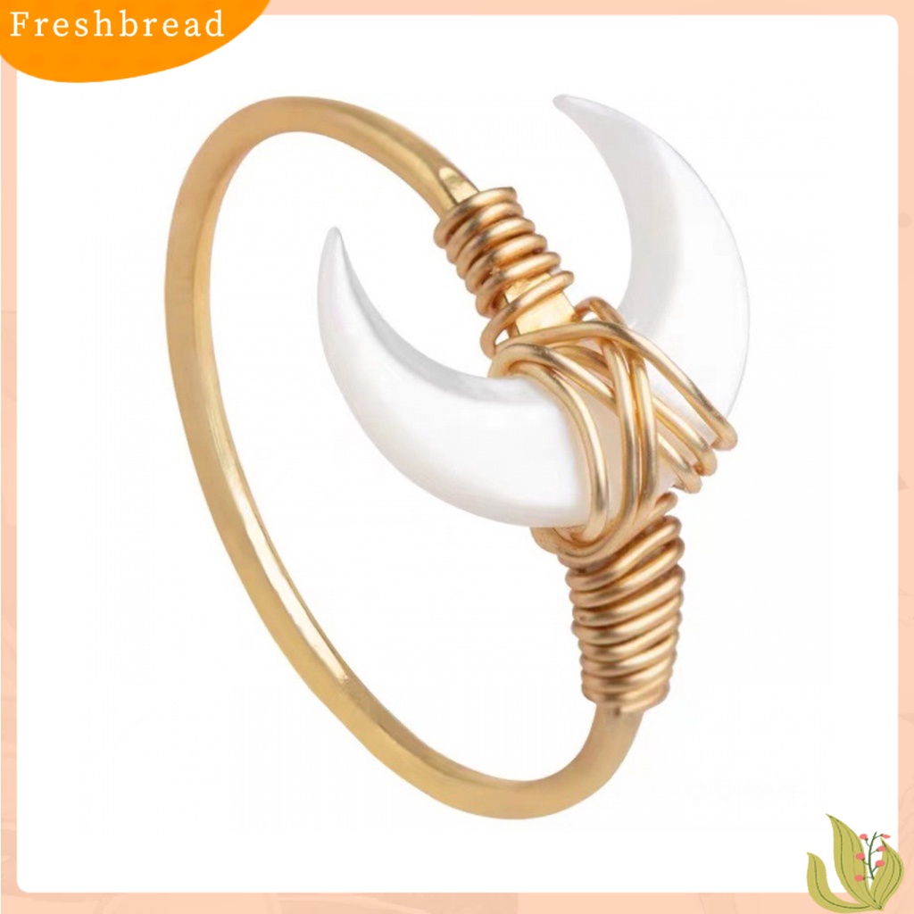 &lt; Freshbread &gt; Cincin Lady Mulia Indah Yang Dapat Disesuaikan Trendi Setengah Bulan Dekorasi Jari Cincin Perhiasan Aksesori