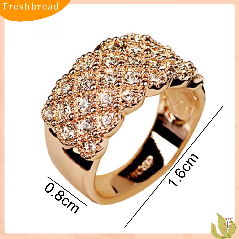 &lt; Freshbread &gt; Wanita Mewah Berlian Imitasi Bertatahkan Jari Cincin Pernikahan Pertunangan Perhiasan Hadiah